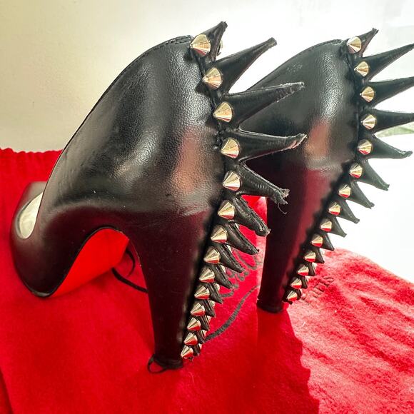 Christian Louboutin Electropump Black Nappa Leather Size 35 Pumps Red Bottoms - Picture 14 of 16